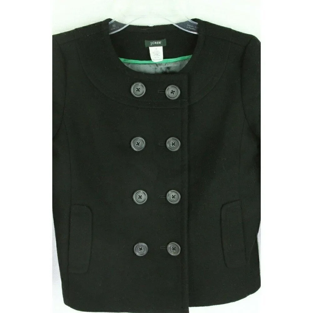 J. Crew Womens Coat Pippa Pea Coat Black 2 - Picture 5 of 6